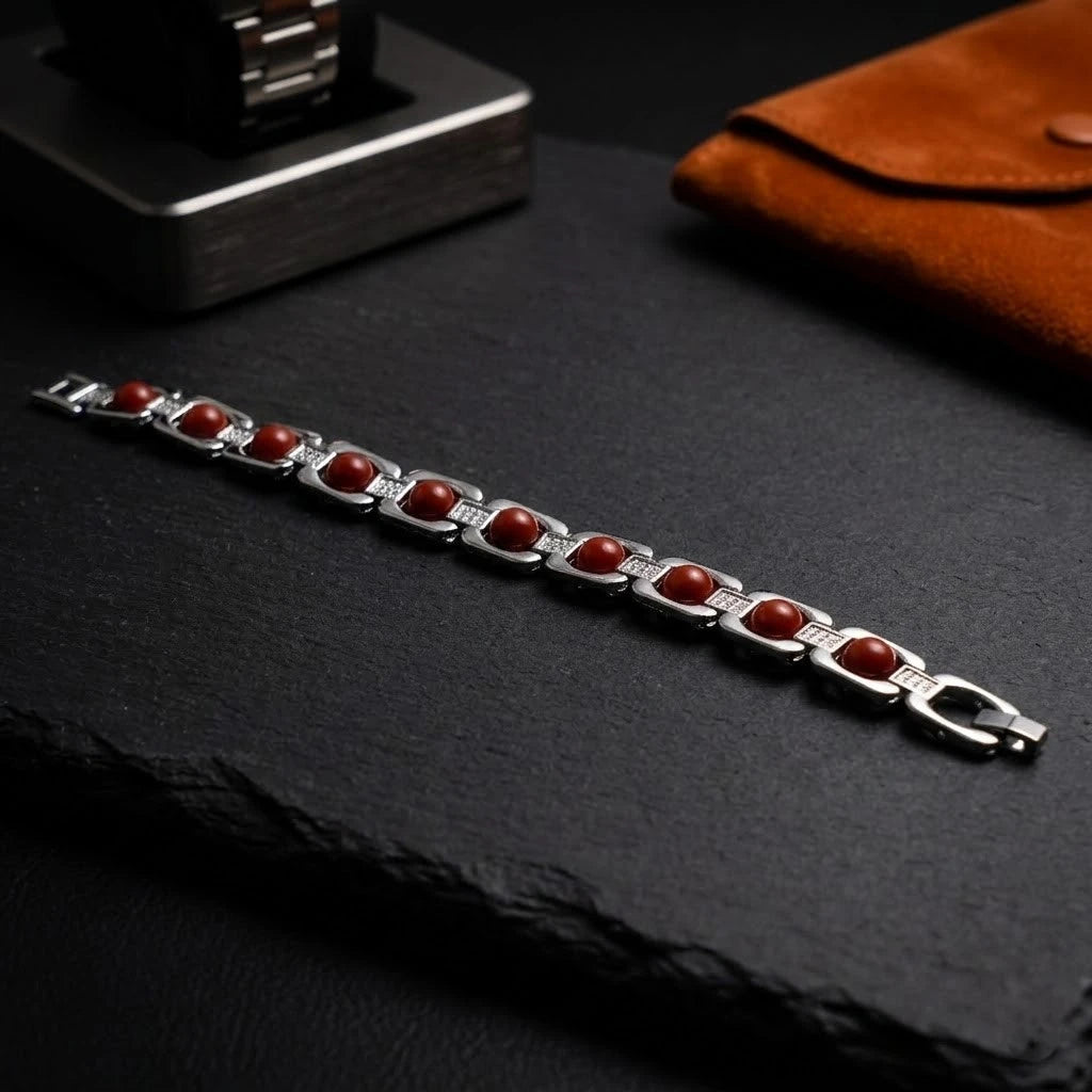 Rupastha Premium Red Jasper Luxury Link Bracelet
