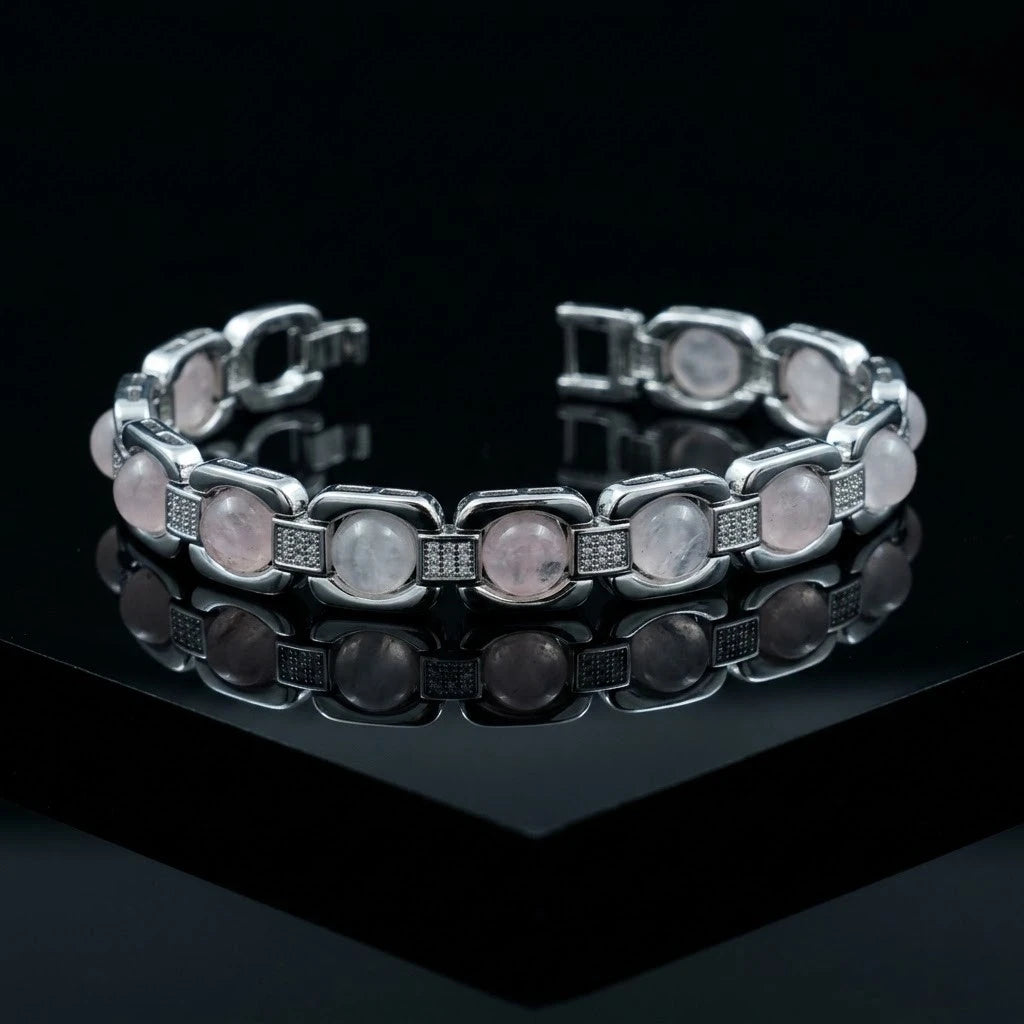 Rupastha Premium Rose Quartz Luxury Link Bracelet