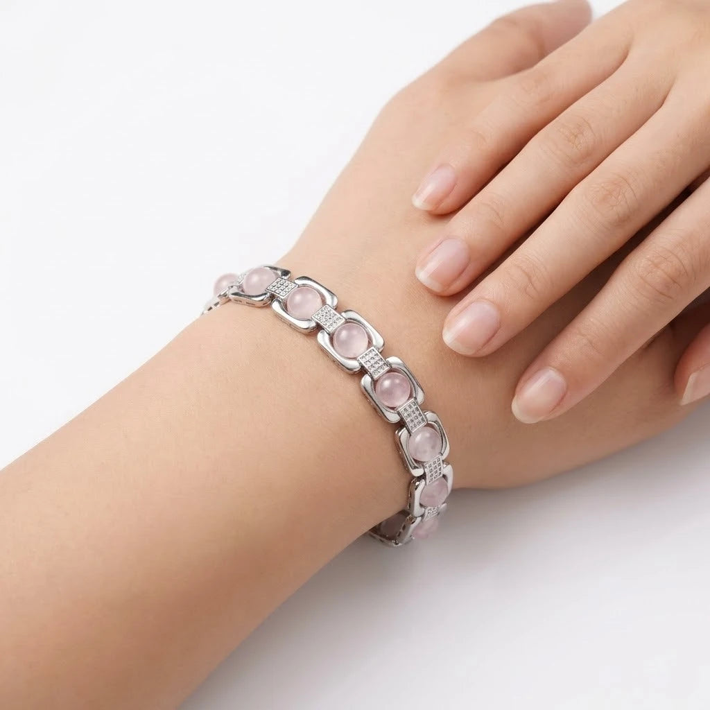 Rupastha Premium Rose Quartz Luxury Link Bracelet
