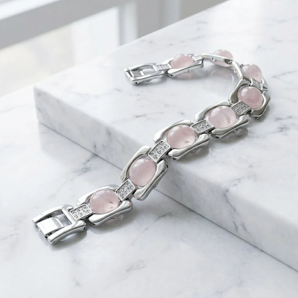 Rupastha Premium Rose Quartz Luxury Link Bracelet