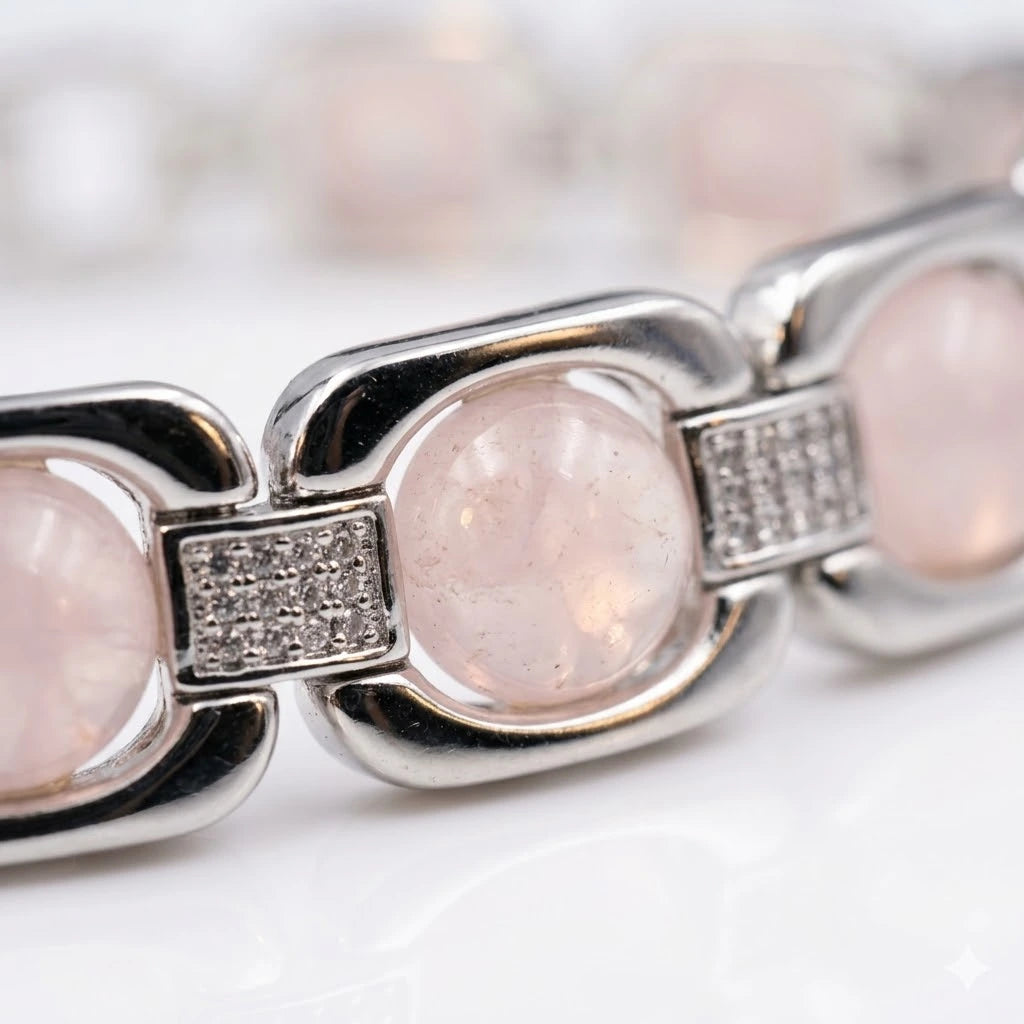 Rupastha Premium Rose Quartz Luxury Link Bracelet