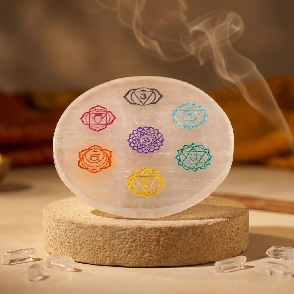 Rupastha Selenite 7 Chakra Charging Plate