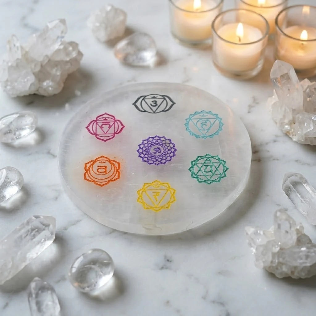 Rupastha Selenite 7 Chakra Charging Plate