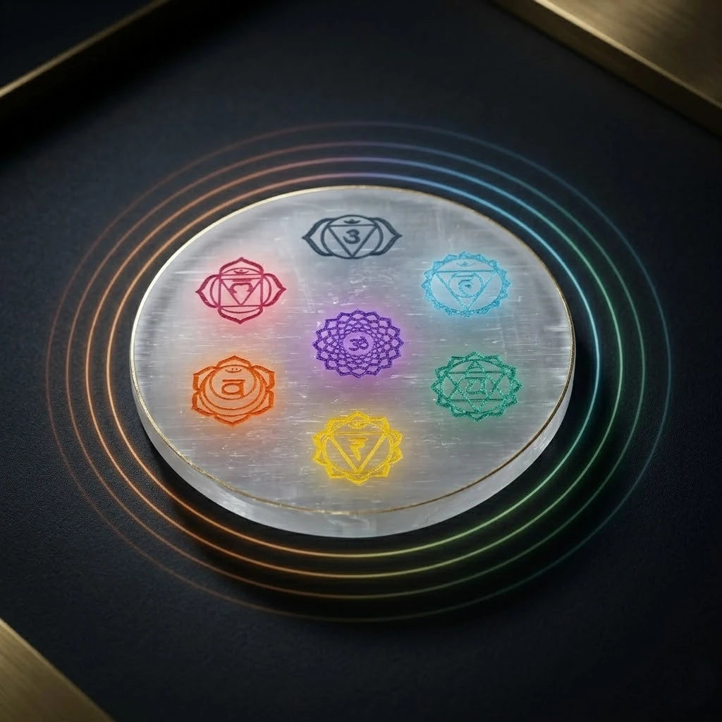 Rupastha Selenite 7 Chakra Charging Plate