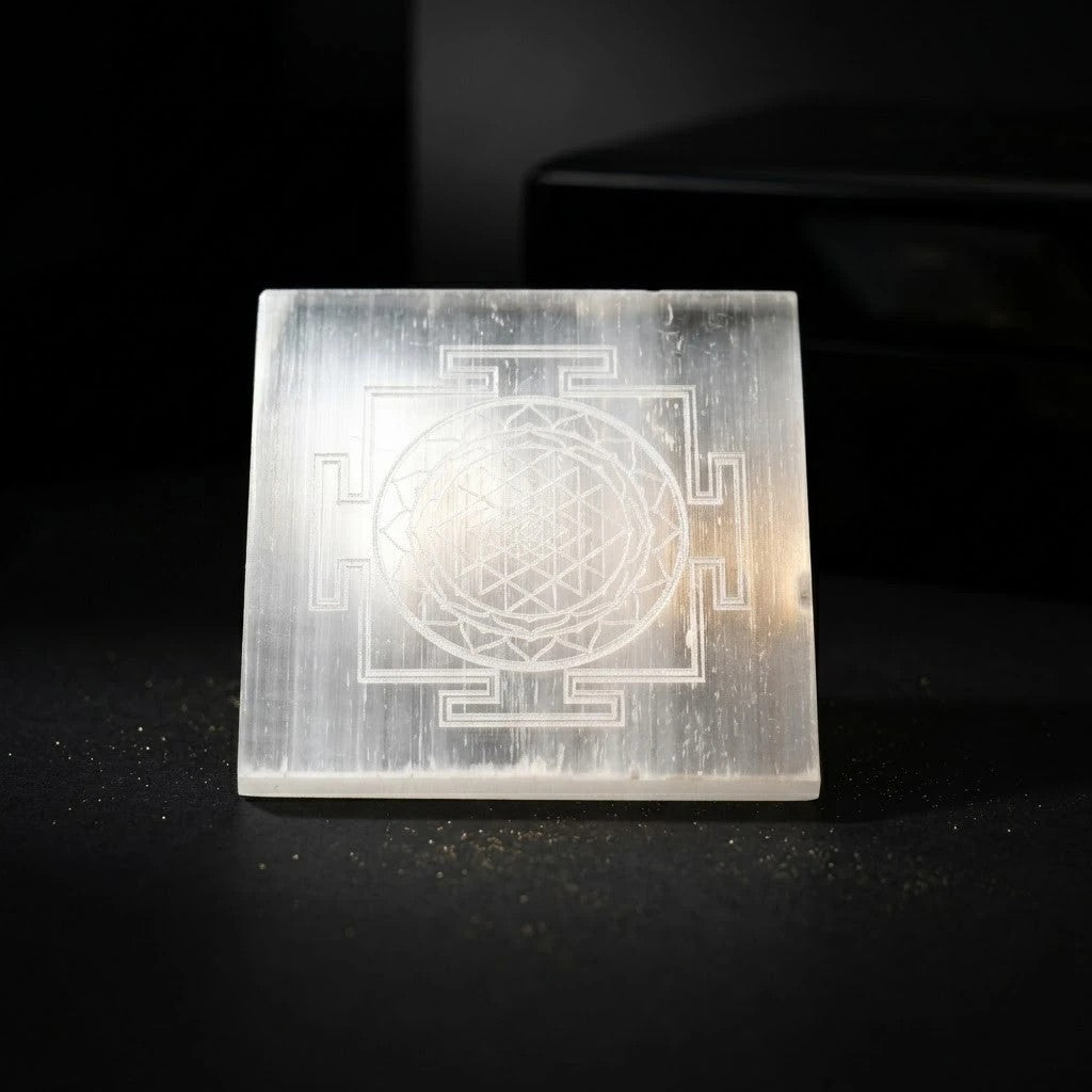 Rupastha Selenite Shree Yantra Charging Plate