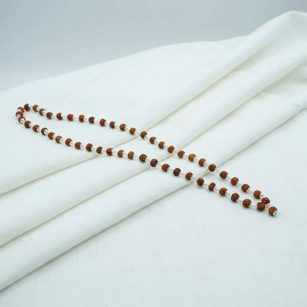 Rupastha Silver-Plated Pure Rudraksha Mala