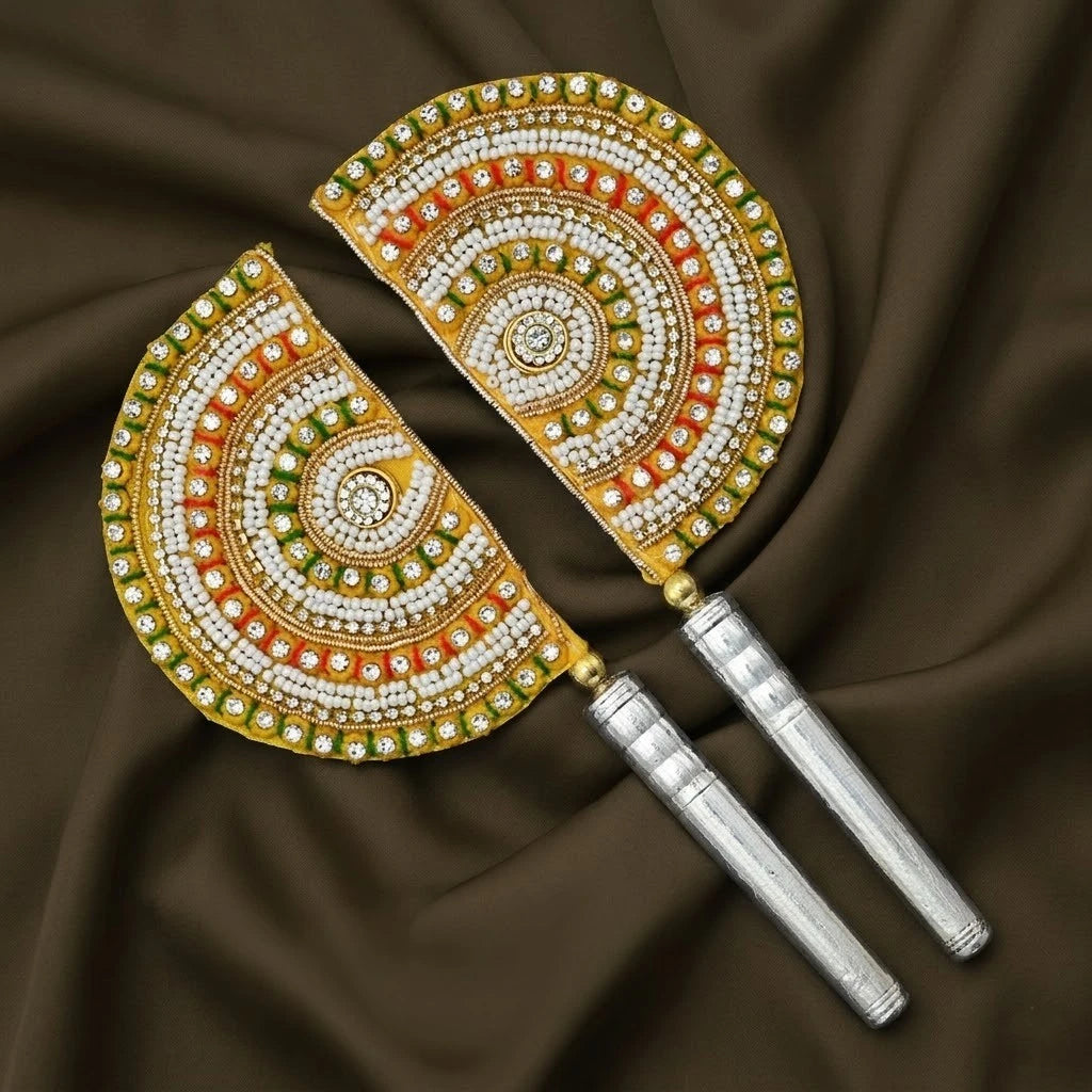 Silver Traditional Yellow Designer CZ Stone Morpankh